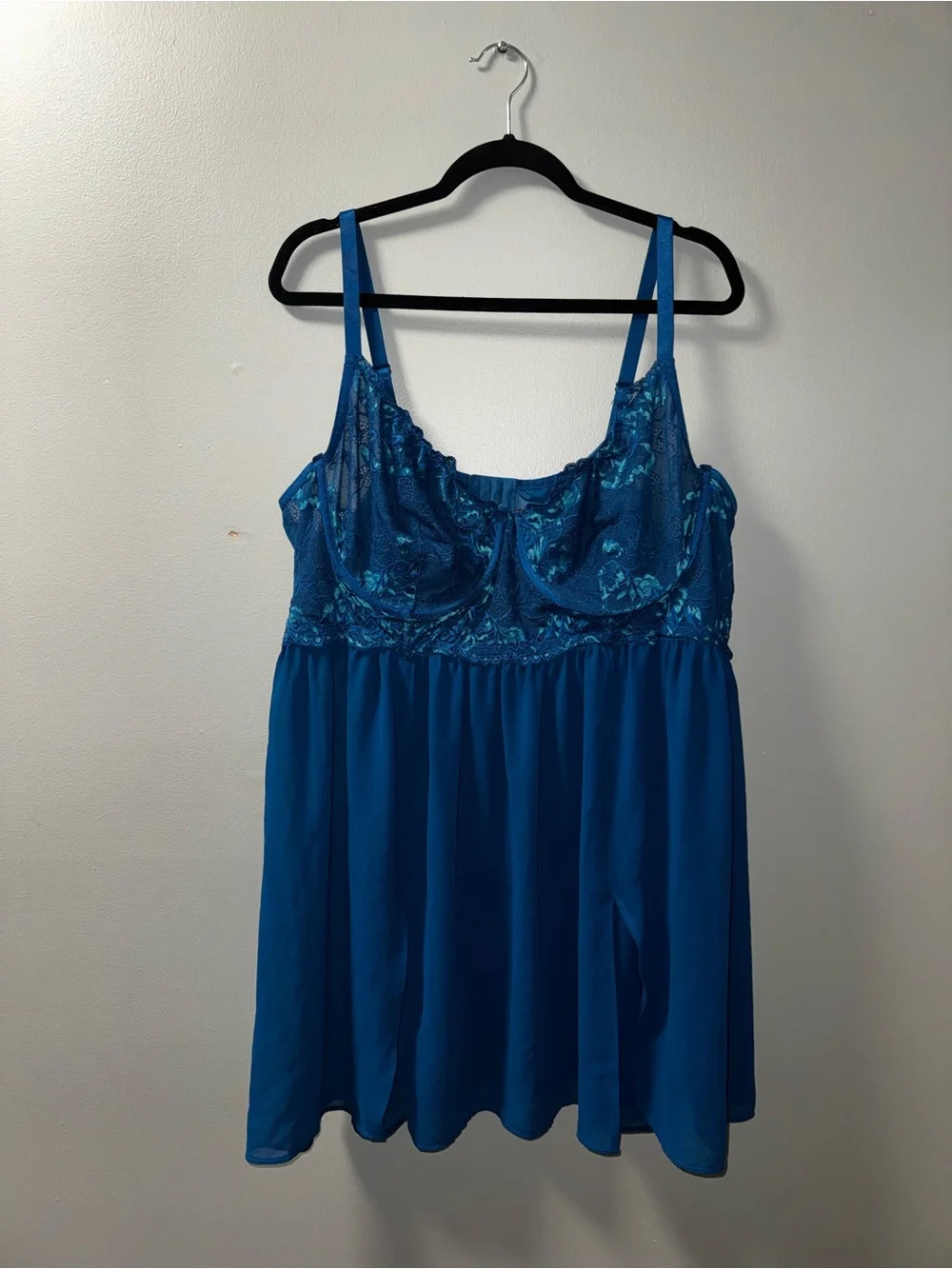 Torrid Size 5 Blue Lace & Chiffon Babydoll Lingerie